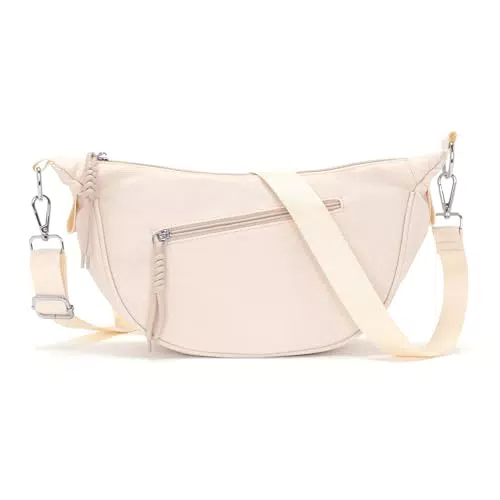 Vezluax borsa a tracolla impermeabile marsupio elegante borsa mezzaluna in tessuto crossbody donna con scomparti interni grigio