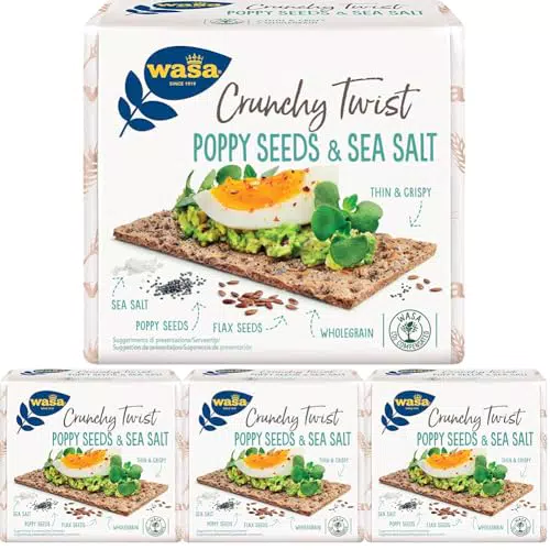 Wasa Cracker Integrali Crunchy Twist con Semi di Papavero e Sale Marino