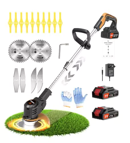 Wrneaoch Decespugliatore Elettrico a Batteria 21V con 6.000 RPM e 650W