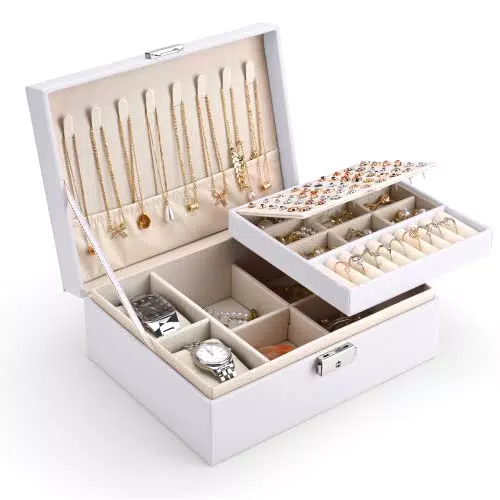 Yordawn Portagioie Donna 2 Strati in Pelle PU, Scatola Porta Oggetti Viaggio