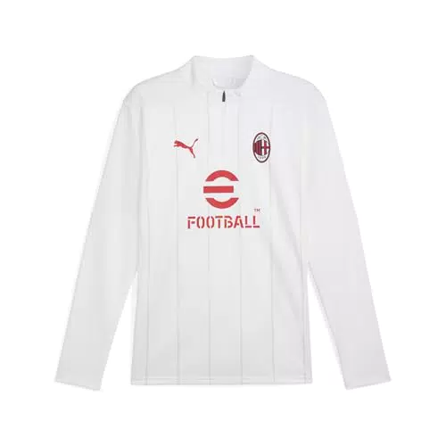 A.C. Milan Maglia Prematch con Zip a 1/4, Maglia da Calcio Ufficiale Unisex