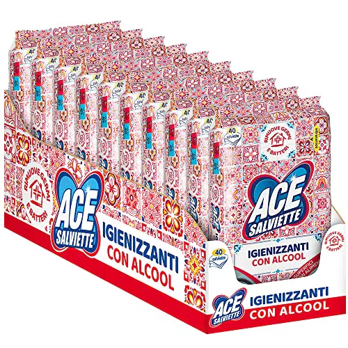 Ace Salviette Igienizzanti con Alcool - 10 Pacchi di Qualità Superiori