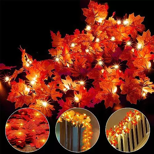 Ainkedin Ghirlanda luminosa autunnale con foglie di acero per decorazioni festive