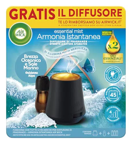 Airwick Profumatore per Ambienti con Diffusore e Ricarica Brezza Oceanica
