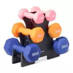 Amazon Basics - Set di manubri neoprene con supporto per allenamento
