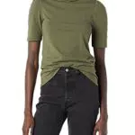 Amazon Essentials Dolcevita Drappeggiato in Cotone Modal con Maniche A Sbuffo