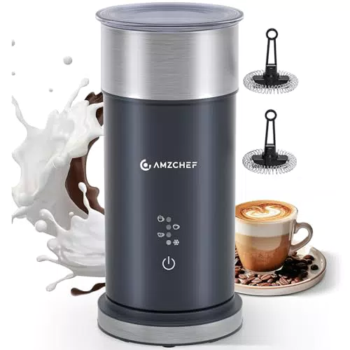 AMZCHEF Montalatte Elettrico 4 in 1, Schiumalatte Caldo e Freddo, Facile da Pulire