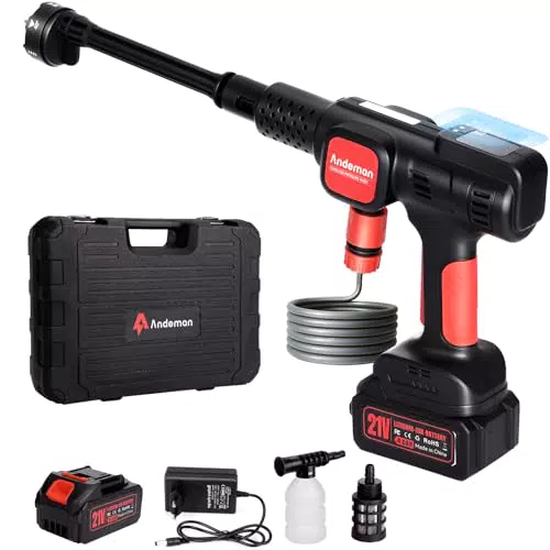Andeman Idropulitrice Portatile Senza Fili 75 Bar con Display LCD e Ugello 6 in 1