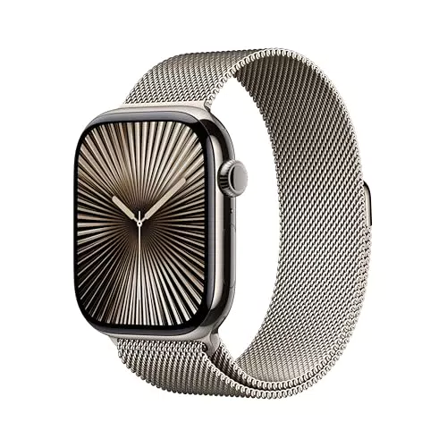 Apple Watch Series 10 GPS + Cellular 46 mm Smartwatch con cassa in titanio color Naturale e cinturino Sport Loop Naturale - S/M. Fitness tracker
