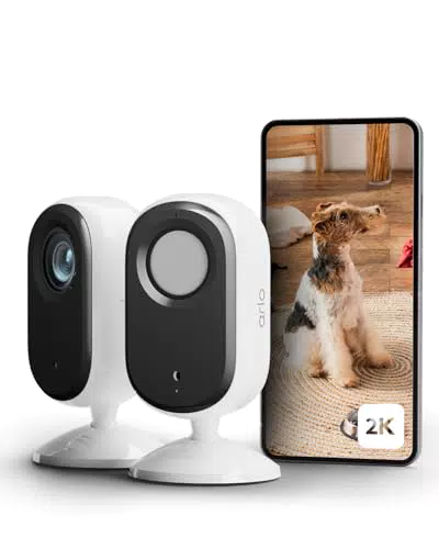 Arlo Essential 2 Telecamera Indoor 2K con Sensori di Movimento e Visione Notturna