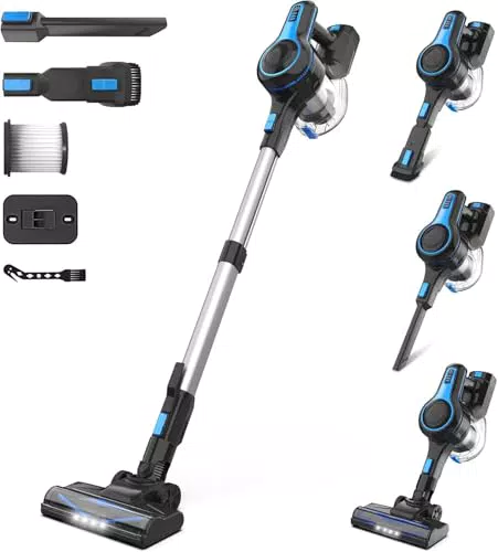 Aspirapolvere Senza Fili Potente con Spazzola LED e Grande Dust Cup da 1,2L