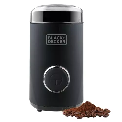 BLACK+DECKER Macinacaffè Elettrico 150W con Deposito in Acciaio Inossidabile