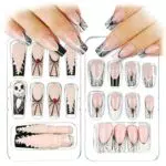 BOFUNX Unghie Finte Halloween, Decorazioni Nail Art per Donna e Ragazze