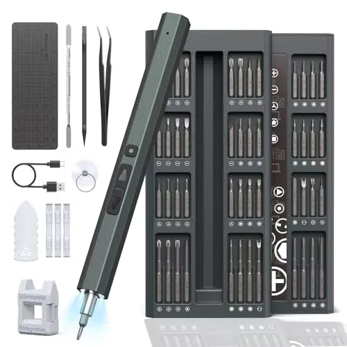 Cacciavite Elettrico, 82 in 1 Set Cacciavite Elettrico di Precisione con 64 Punte Magnetiche