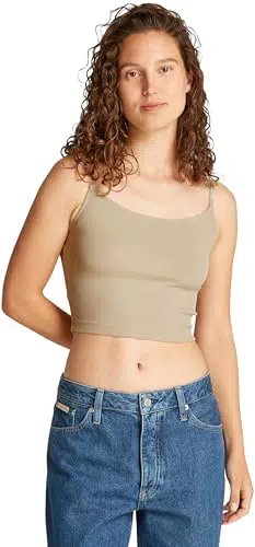Calvin Klein Canotta Elastic Strappy Top con Logo per Donna