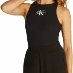 Calvin Klein Canotta Donna Monologo Rib Skinny Fit