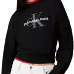 Calvin Klein Felpa Donna Monologo French Terry con Scollo Rotondo