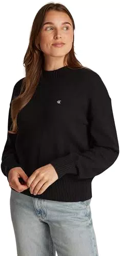 Calvin Klein Pullover Monogram Embro Crewneck Sweater in Cotone