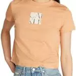Calvin Klein T-Shirt Donna Maniche Corte con Grafica Frontale e Scollo Rotondo