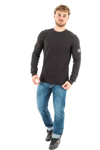 Calvin Klein T-shirt a Maniche Lunghe Badge Waffle LS Tee Uomo