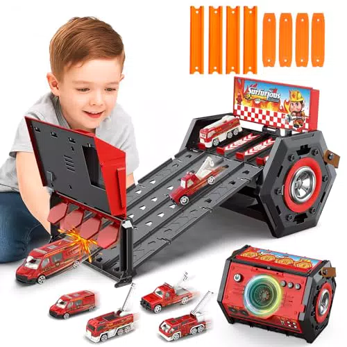 Charmofun Mini Macchine Pista con Luci e Musica, Giocattolo per Bambini 5+ Anni