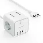 Ciabatta Elettrica Multipresa con Prese Universali, USB A e USB C, Salvaspazio