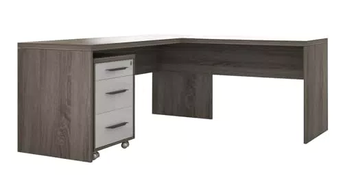 Composad Scrivania Angolare con Cassettiera a 3 Cassetti, Made in Italy