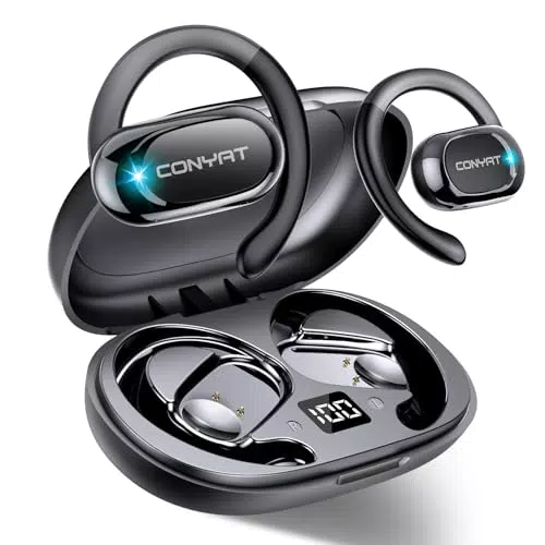 Conyat Auricolari Open Ear Bluetooth 5.4 con Ganci Rotanti, Impermeabili IPX7