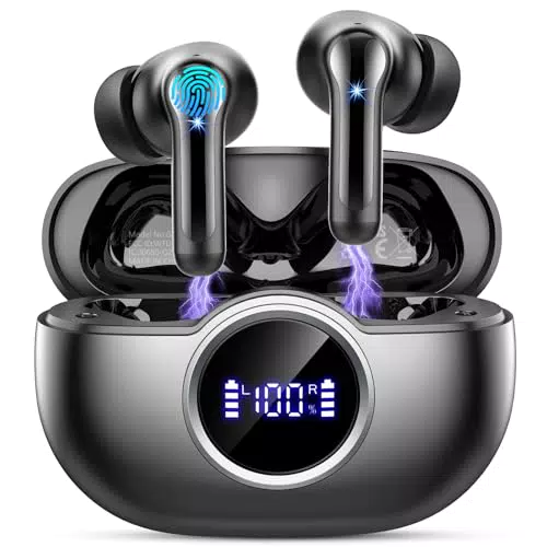 Auricolari Bluetooth 5.4 con Cancellazione Rumore e Display LED - IP7 Impermeabili