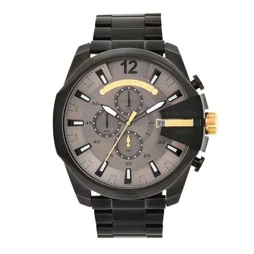 Diesel Mega Chief Orologio da Uomo con Cronografo, Cassa in Acciaio Inossidabile da 51 mm