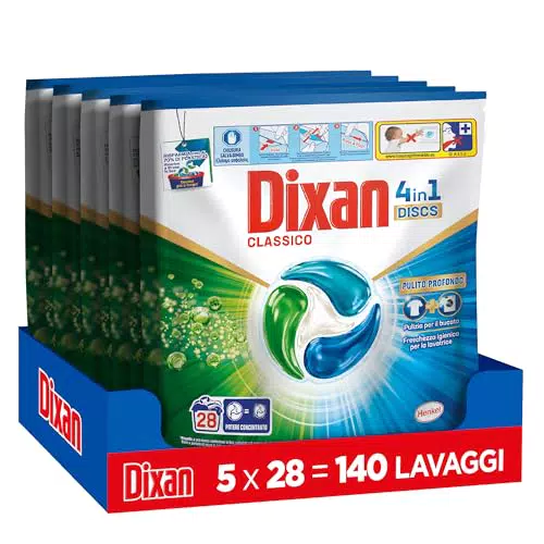 Dixan Discs 4in1 Classico Detersivo Capsule per Lavatrice Pulizia Profonda