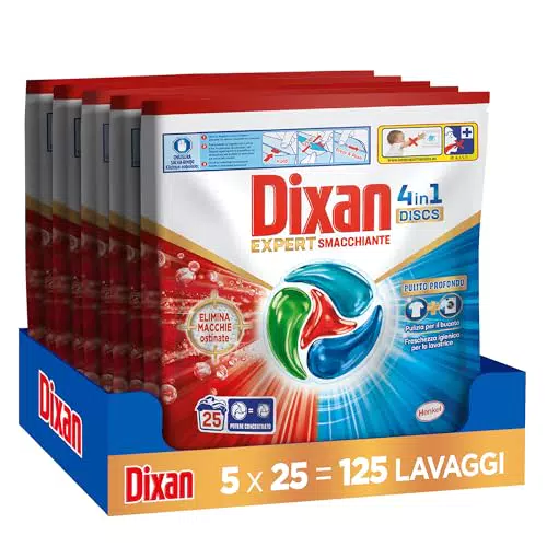 Dixan DISCS 4in1 Expert - Detersivo per Lavatrice per Macchie a Basse Temperature