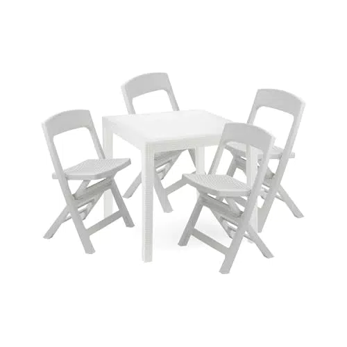 Dmora Set Salotto da Esterno Falconara con Tavolo e Sedie Pieghevoli