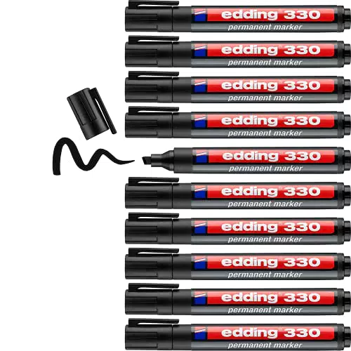 Edding 330 Marcatore Permanente Punta a Scalpello, Impermeabile e Rapido Asciugatura