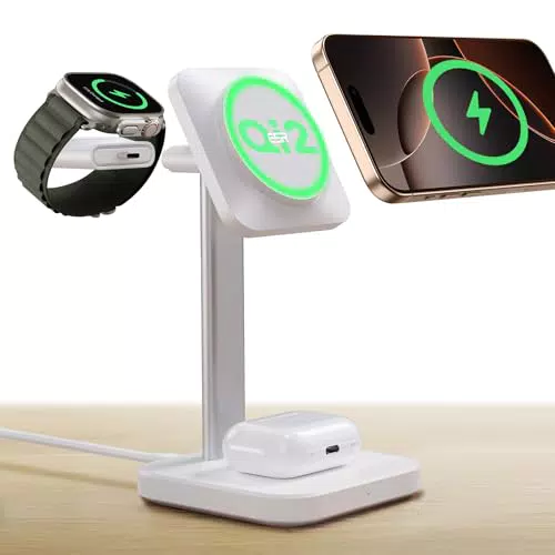 ESR Stazione di Ricarica Wireless Qi2 3-in-1 per iPhone, Apple Watch e AirPods