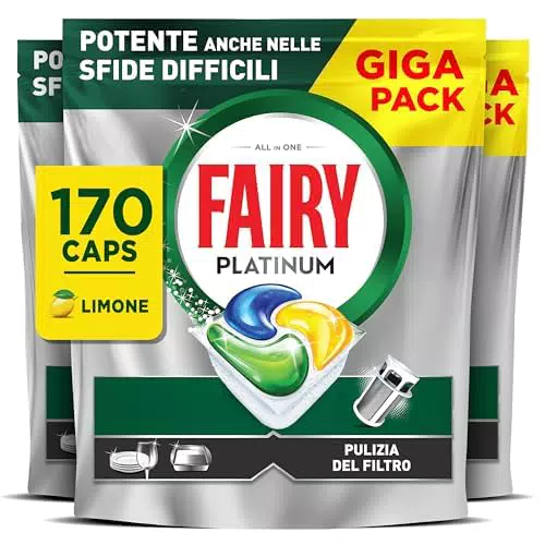 Fairy Platinum Detersivo Pastiglie Lavastoviglie, Brillantante