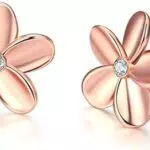 FFWTPY Orecchini Fiore in Cristallo Brillante Placcati Oro Rosa per Donna