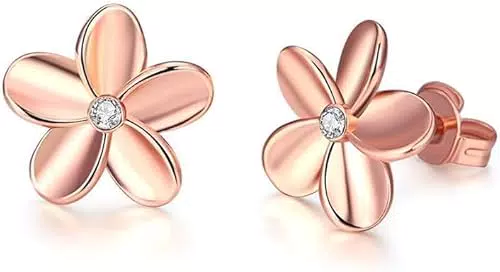 FFWTPY Orecchini Fiore in Cristallo Brillante Placcati Oro Rosa per Donna