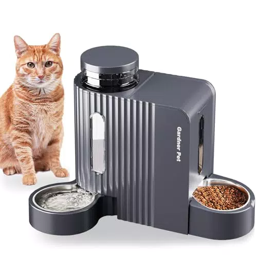 Gardner Pet Distributore Automatico Cibo e Acqua per Gatti con Ciotola Inossidabile