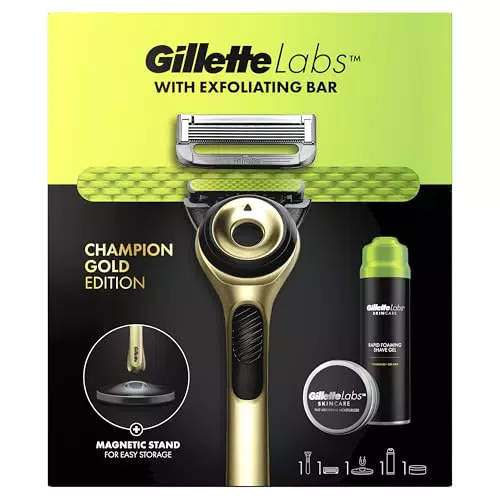Gillette Labs Rasoio Manuale con Barra Esfoliante e Gel da Barba