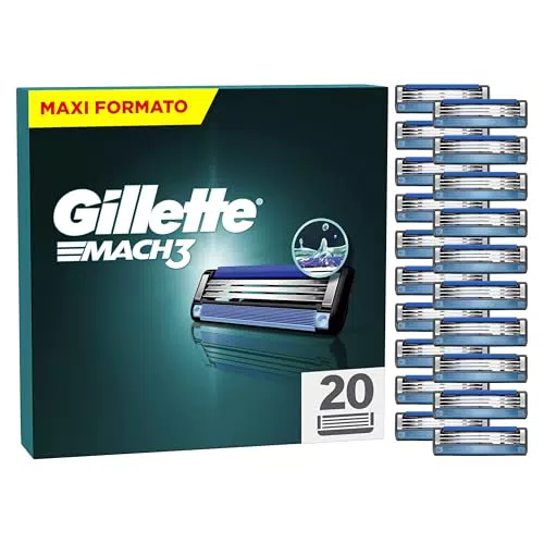 Gillette Mach3 Lamette di Ricambio per Rasoio da Uomo con Striscia Lubrificante