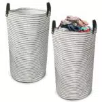 Gohytal cesto portabiancheria pieghevole impermeabile con manici in pelle PU