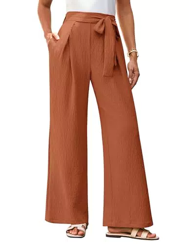 GRACE KARIN Pantaloni Palazzo Larghe e Casual da Donna a Vita Alta Plissettati per Lounge Pantaloni Estivi per Vacanze Outwear