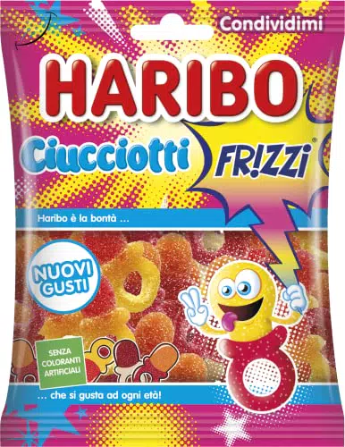 Haribo Ciucciotti Frizzi, Caramelle Gommose Frizzanti - 175gr
