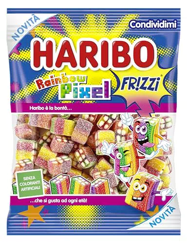 Haribo Rainbow Pixel - Caramelle gommose frizzanti al gusto frutta