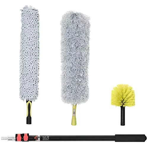 HOMCOM Kit Pulizia Casa con Asta di Prolunga e Spolverino per Ragnatele