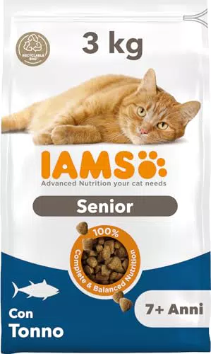 IAMS Cibo secco per gatti anziani con tonno - Alimento per gatti senior