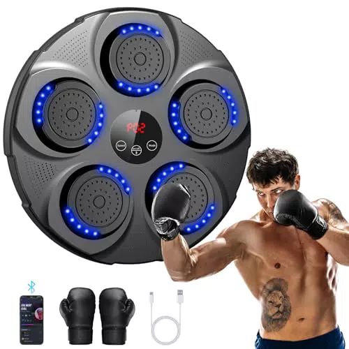 Infaebo Macchina da Boxe Musicale Elettronica Professionale con Bluetooth e Guantoni