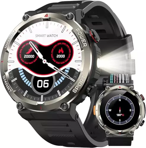 IOWODO Smartwatch Militare con Chiamate Bluetooth, IP68, Monitor Salute, Sport