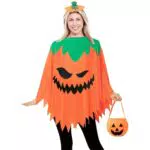 JINGTOPS Mantello Costume Zucca Halloween Donna con Accessori Completi